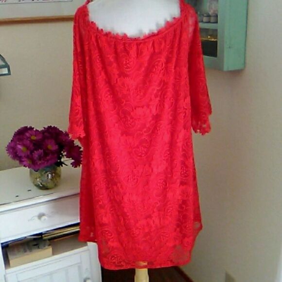 Miholl Bright Red Lace Dress - Picture 6 of 9